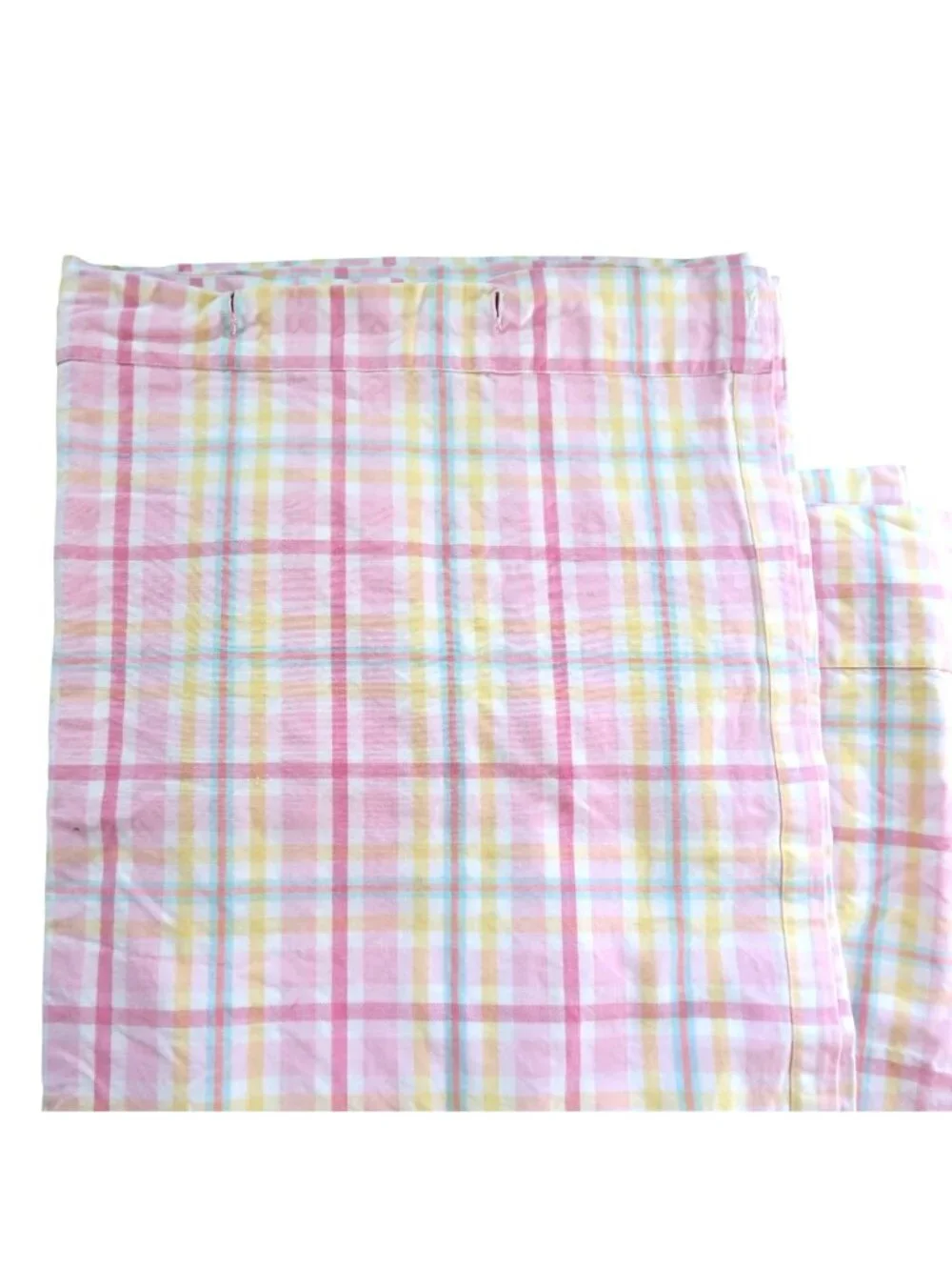 Pottery Barn Kids Pink Tate Plaid Fabric Shower Curtain 70 x 72 Cotton